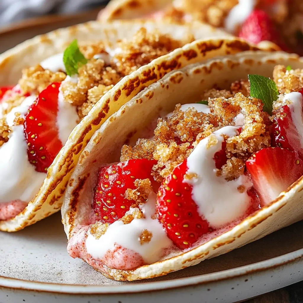 Strawberry Crunch Cheesecake Tacos
