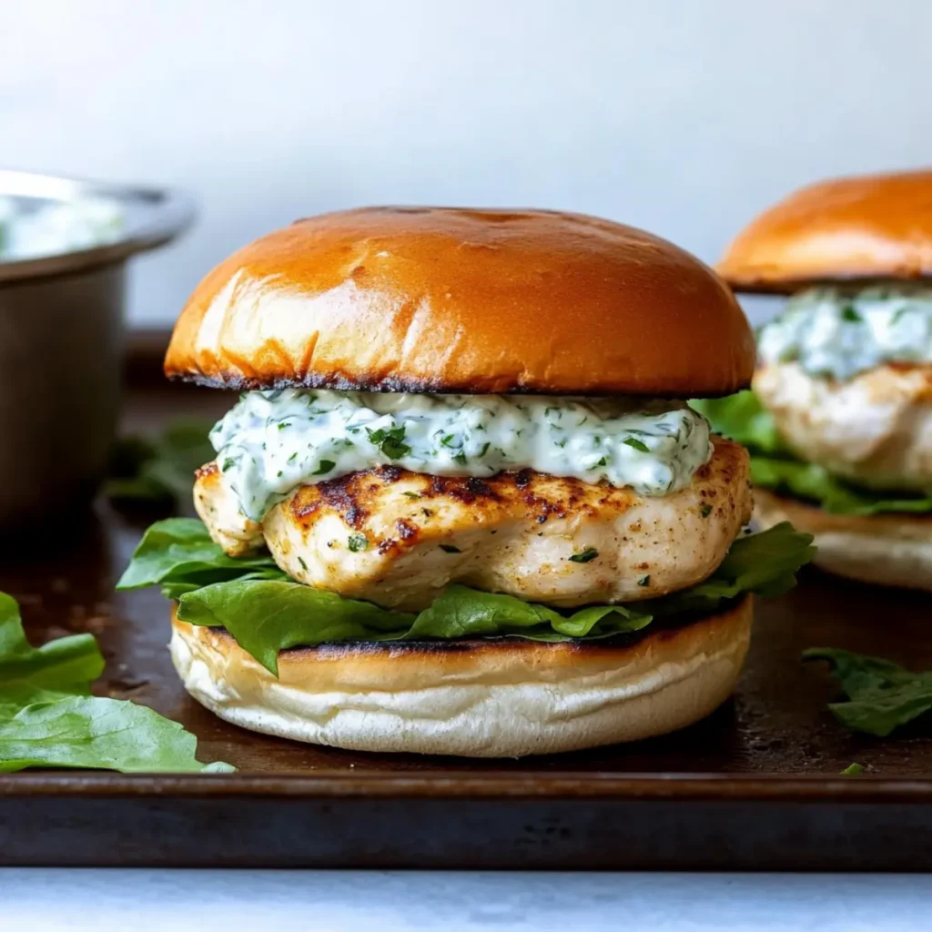 Greek Chicken Burgers with Tzatziki