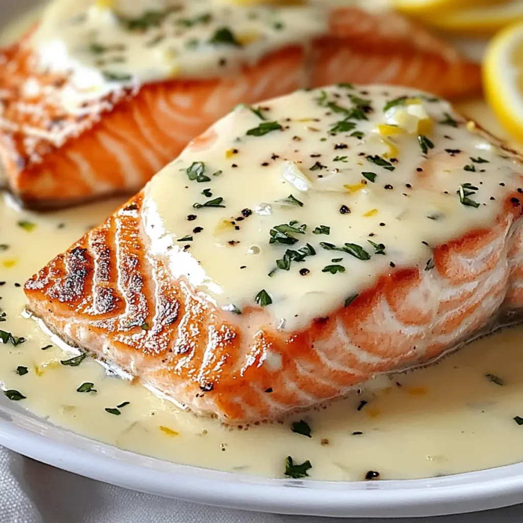 Baked Salmon with Lemon Butter Cream Sauce