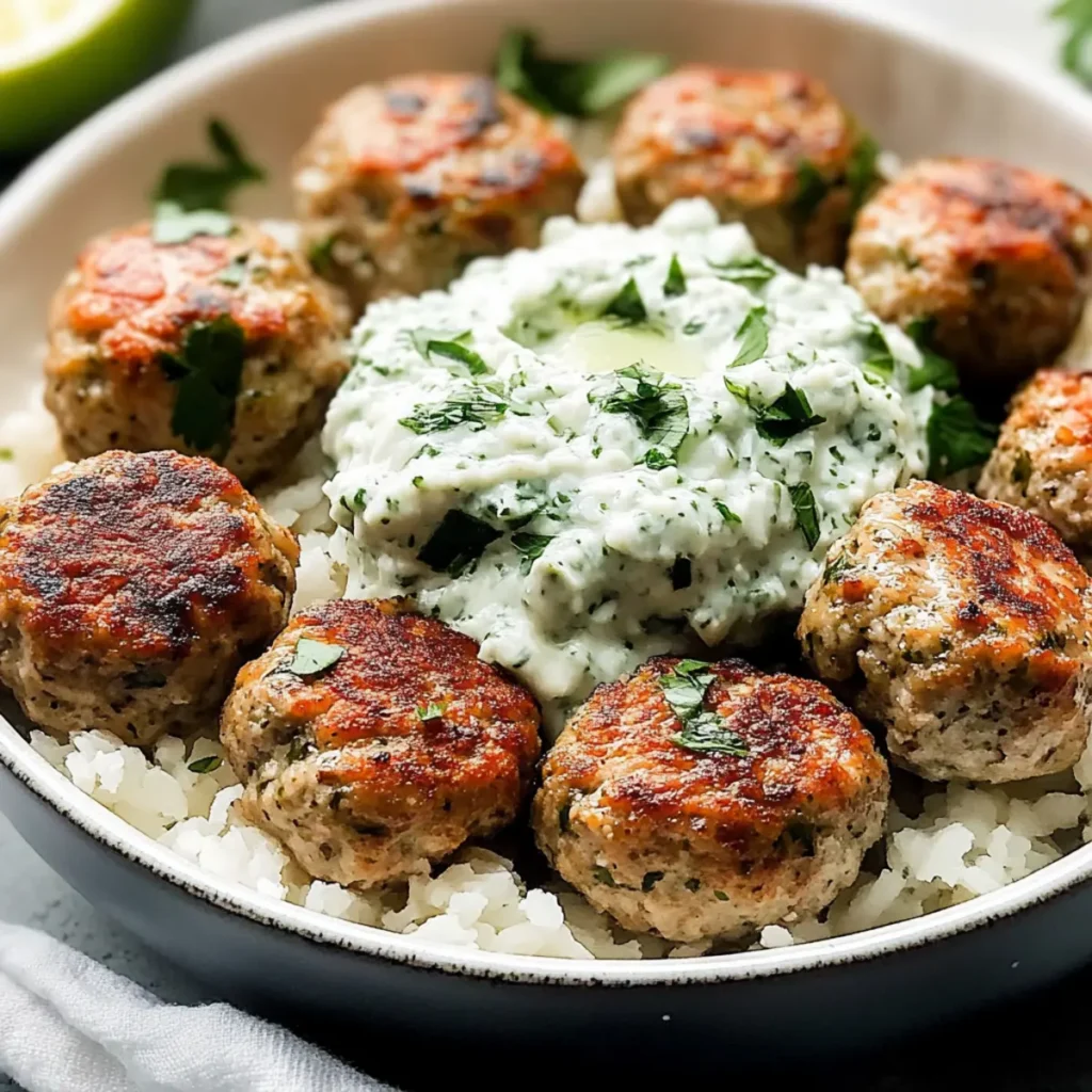 Greek Turkey Meatballs with Tzatziki