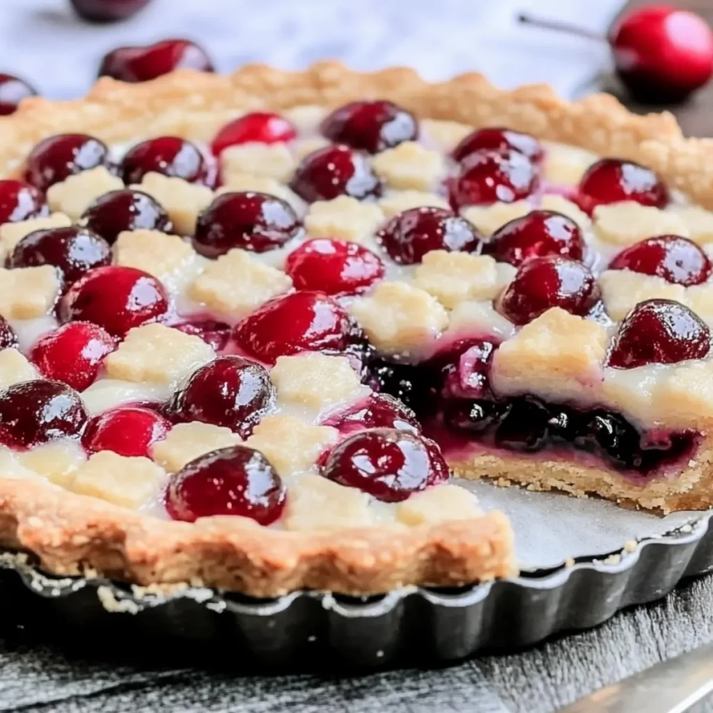 Cherry Vanilla Shortbread Tart