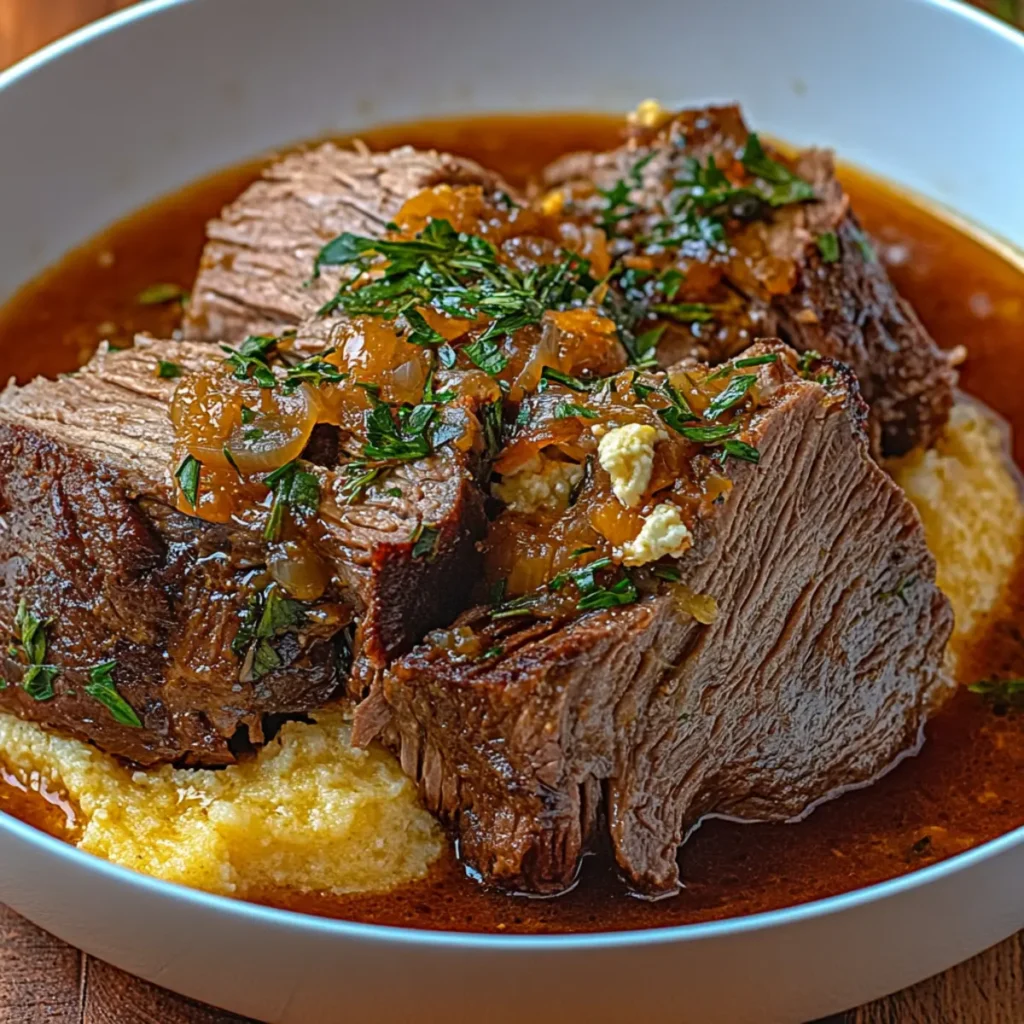 Italian Pot Roast Stracotto with Gorgonzola Polenta
