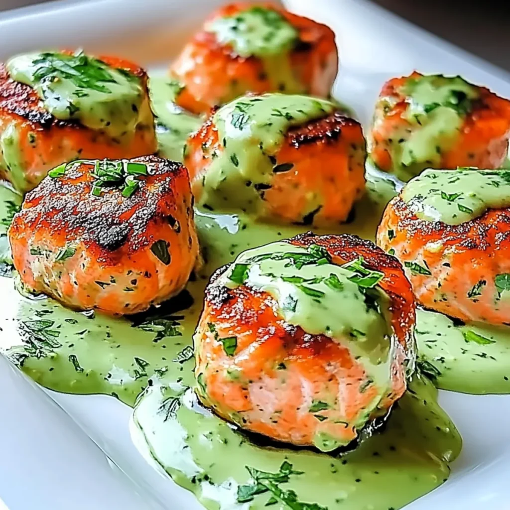 Salmon Balls with Avocado Sauce