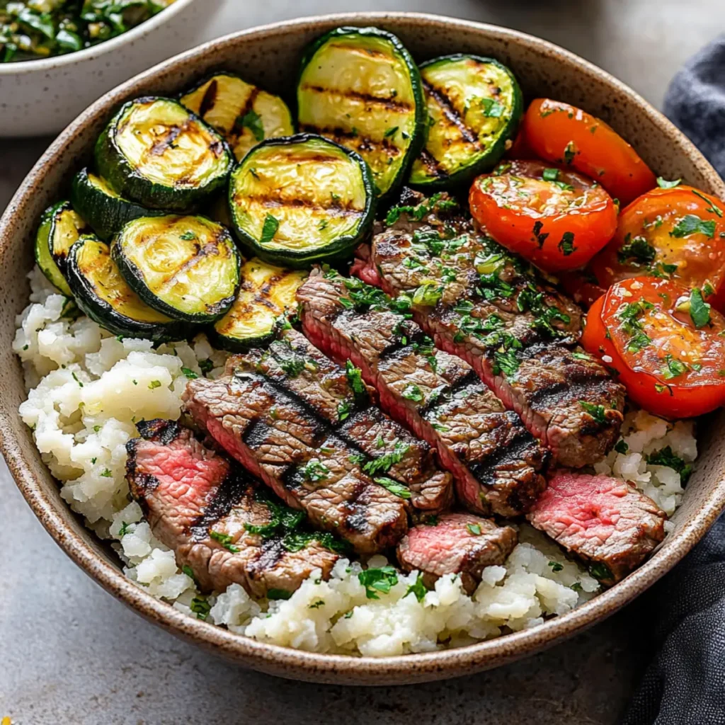 Grilled Steak Bowl with Zucchini
