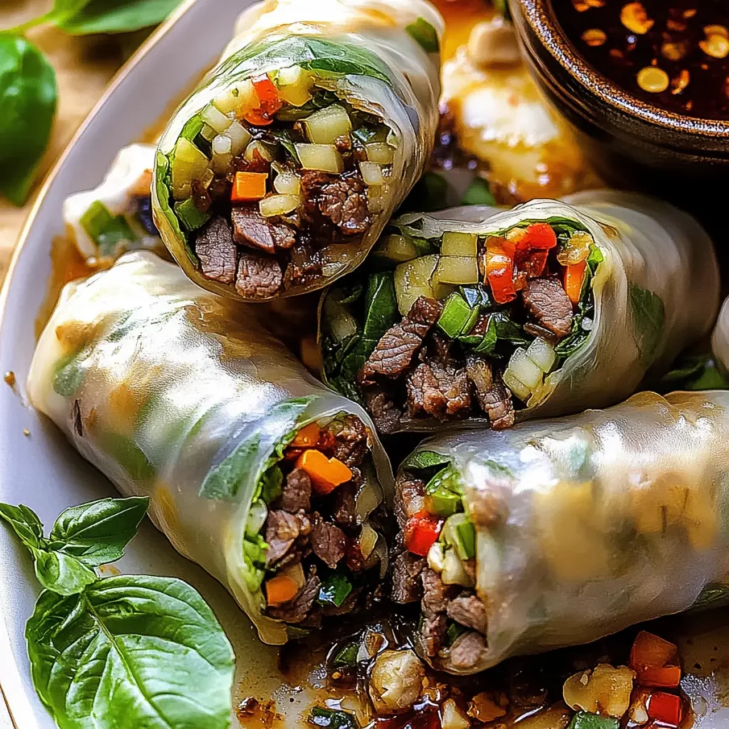 Thai Basil Beef Rolls
