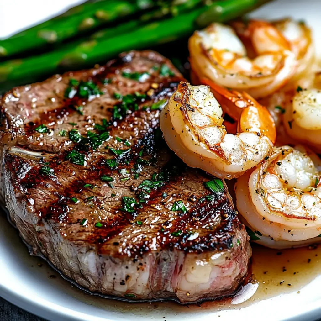 Garlic Butter Ribeye Steak with Shrimp