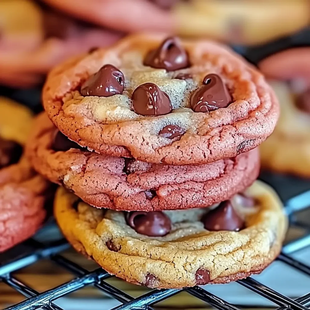Pink Velvet Chocolate Chip Cookies