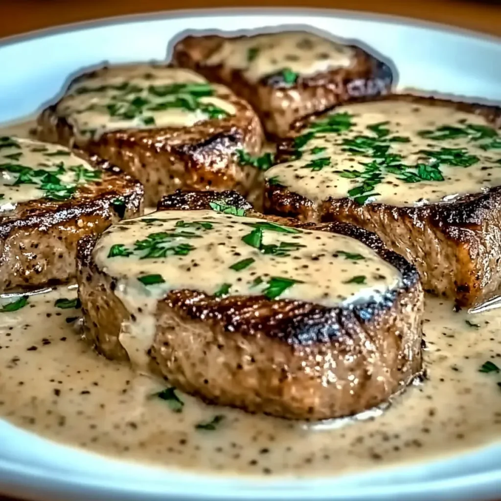 Steak with Creamy Garlic Sauce