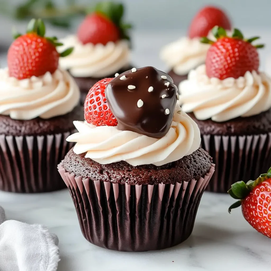 Chocolate Covered Strawberry Cupcakes
